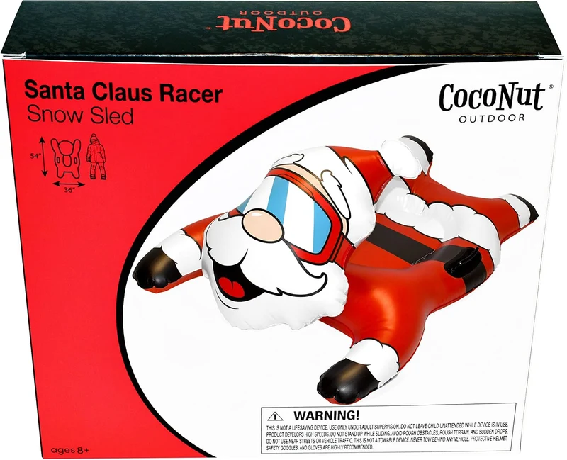 CocoNut Outdoor 54 in Santa Claus Inflatable Snow Tube Sled