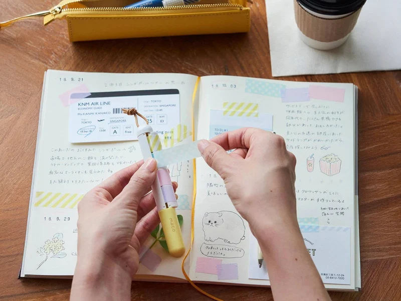 Stylo distributeur de masking tape - Kanmido Mako jaune pastel