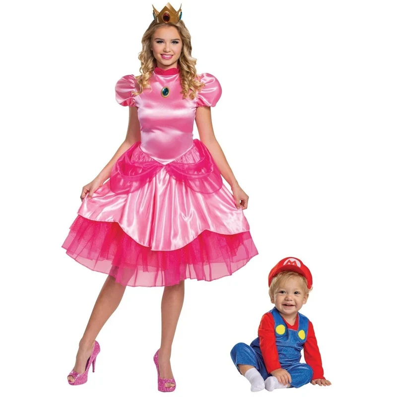 Mommy and Me Super Mario and Princess Peach Costumes