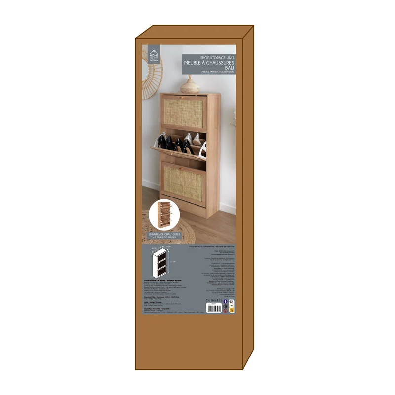 MEUBLE A CHAUSSURES 3 PORTES BALI