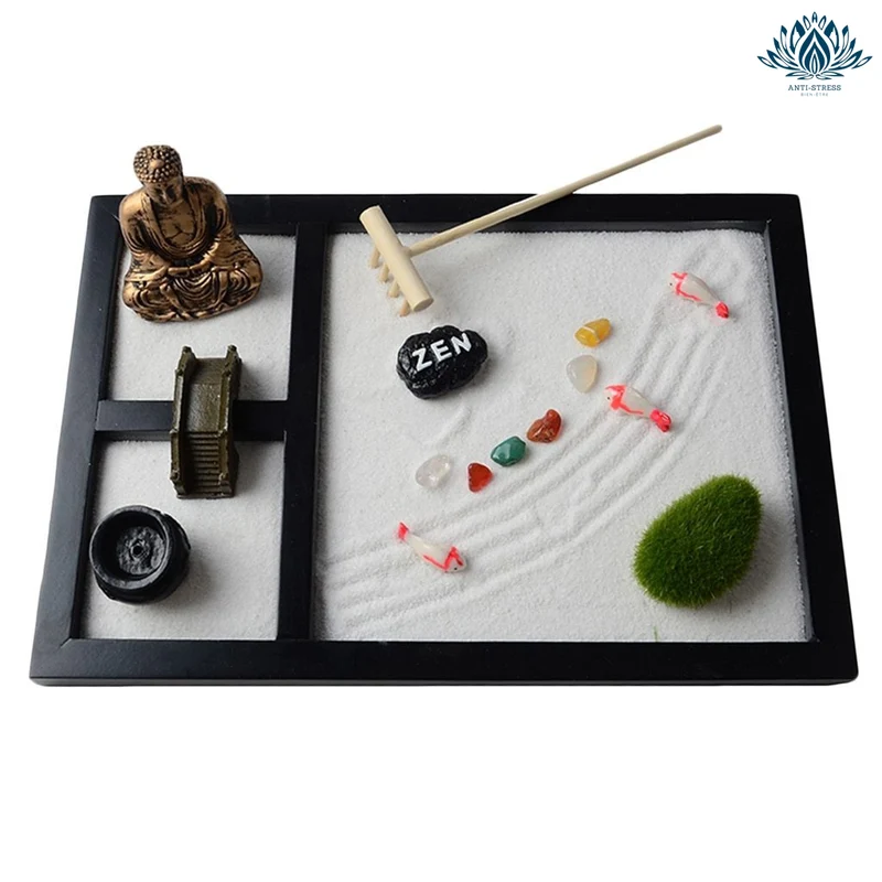 Jardin zen bouddha avec pierres portes bonheurs