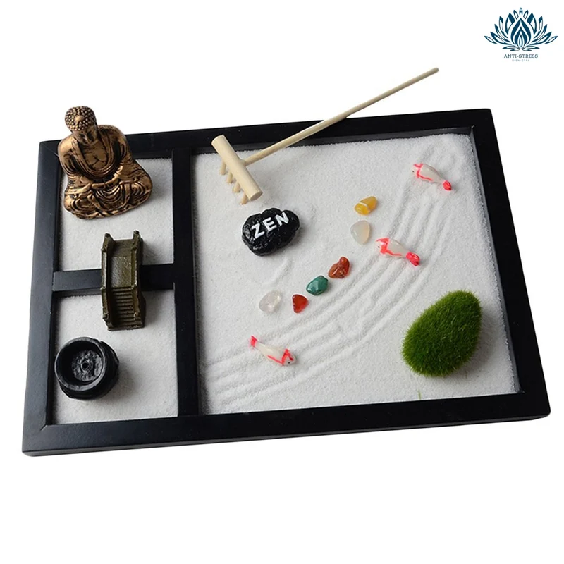 Jardin zen bouddha avec pierres portes bonheurs