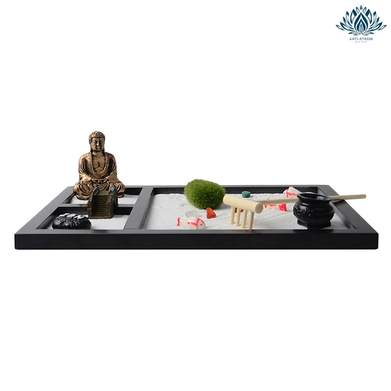 Jardin zen bouddha avec pierres portes bonheurs