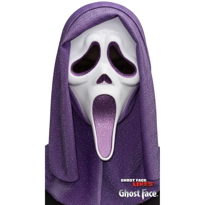 Scream Ghost Face Purple Glitter Mask for Adults
