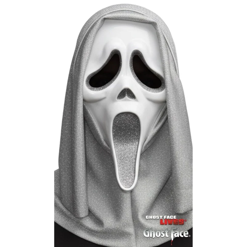 Scream Ghost Face Silver Glitter Mask for Adults