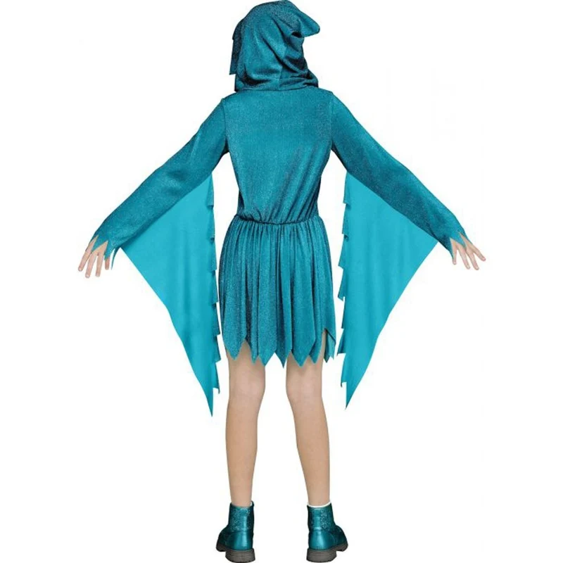 Scream Teal Sparkle Ghost Face Costume for Kids, Hooded Dress and Mask