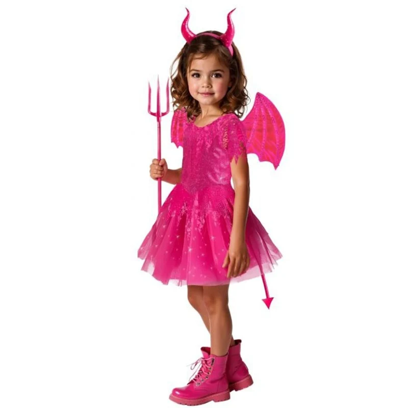 Devil Diva Costume for Toddlers, Pink Dress