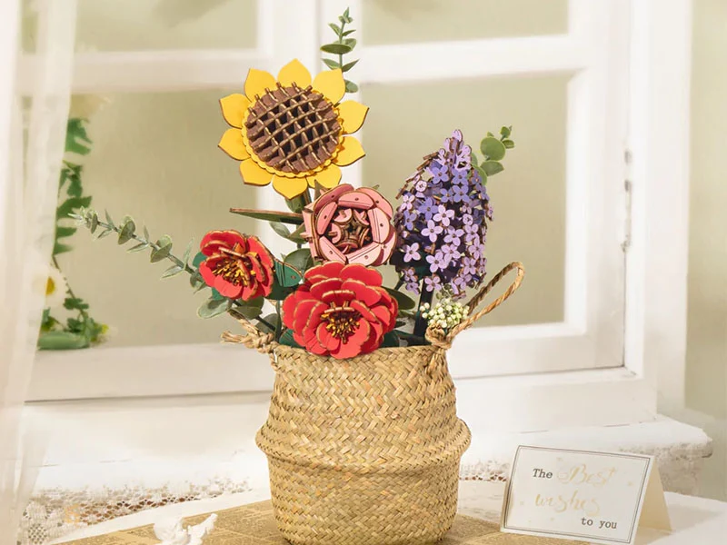 Maquette Bouquet de fleur en bois Puzzle 3D - Rolife