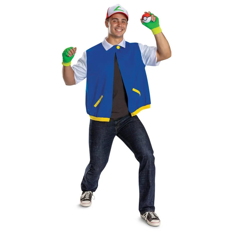 Pokémon Ash Ketchum Accessory Kit for Adults, Jacket, Hat, Gloves and Poké Ball
