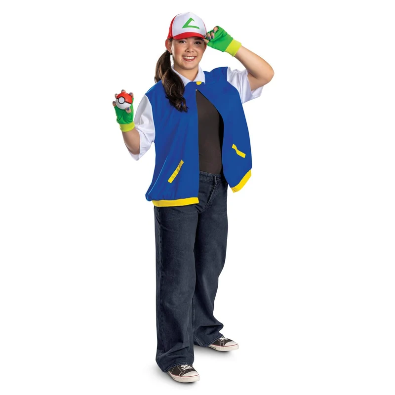 Pokémon Ash Ketchum Accessory Kit for Adults, Jacket, Hat, Gloves and Poké Ball