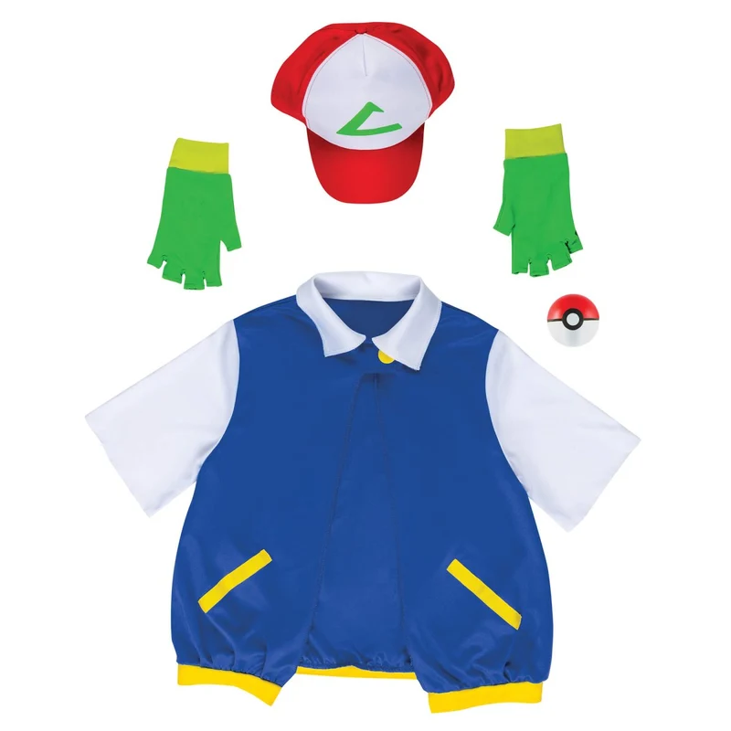 Pokémon Ash Ketchum Accessory Kit for Adults, Jacket, Hat, Gloves and Poké Ball