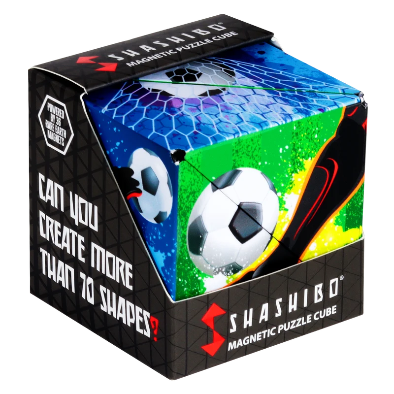 Fun in Motion Toys Shashibo Shape Shifting Puzzle Cube Soccer Design