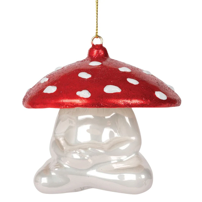 Meditating Mushroom Glass Ornament