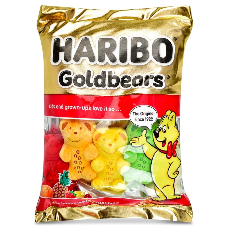 Haribo Gummy Bears Packaging Plush 17in Pillow