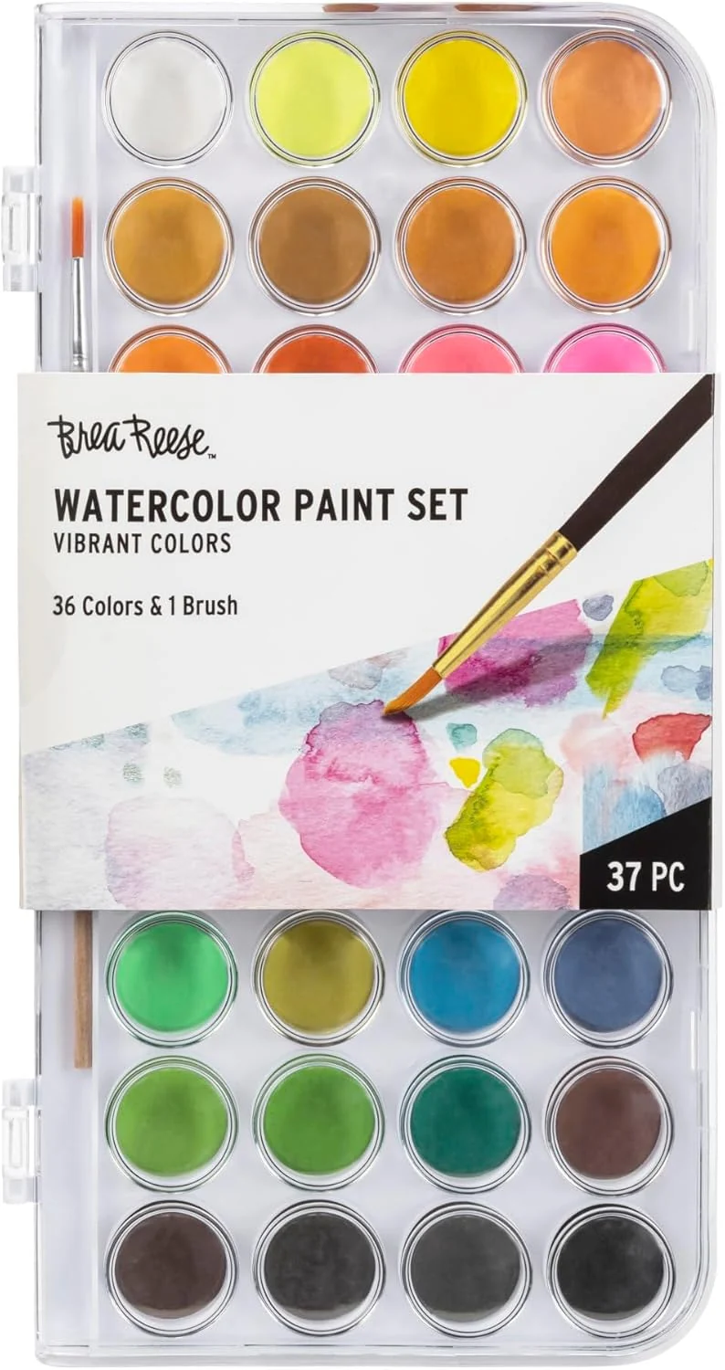 Brea Reese Essential Watercolor Paint Set 36 Colors 1 Brush