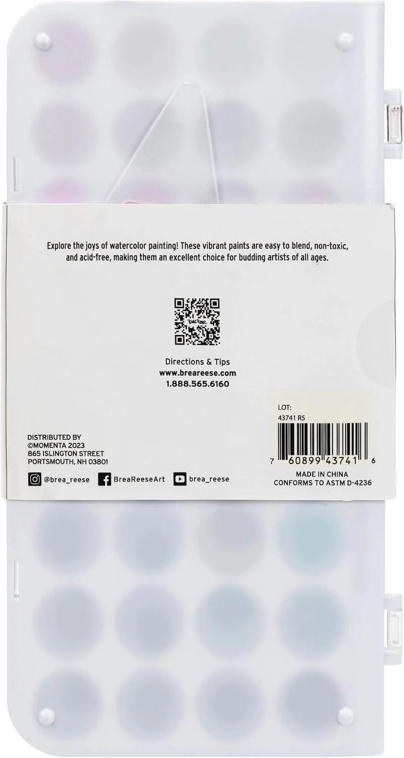 Brea Reese Essential Watercolor Paint Set 36 Colors 1 Brush