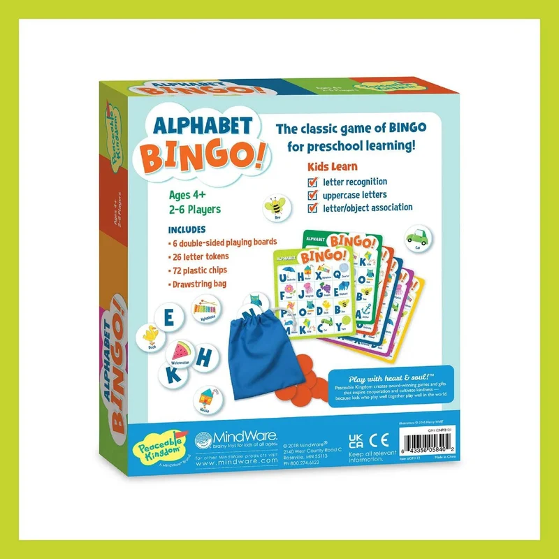 Alphabet Bingo Board Game Ages 4+