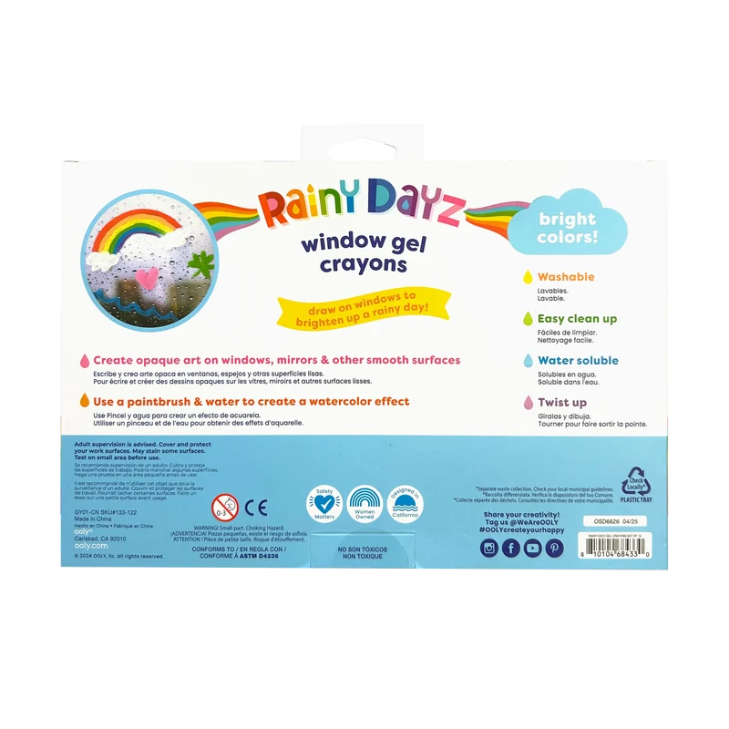 OOLY Rainy Dayz Window Gel Crayons Set of 10