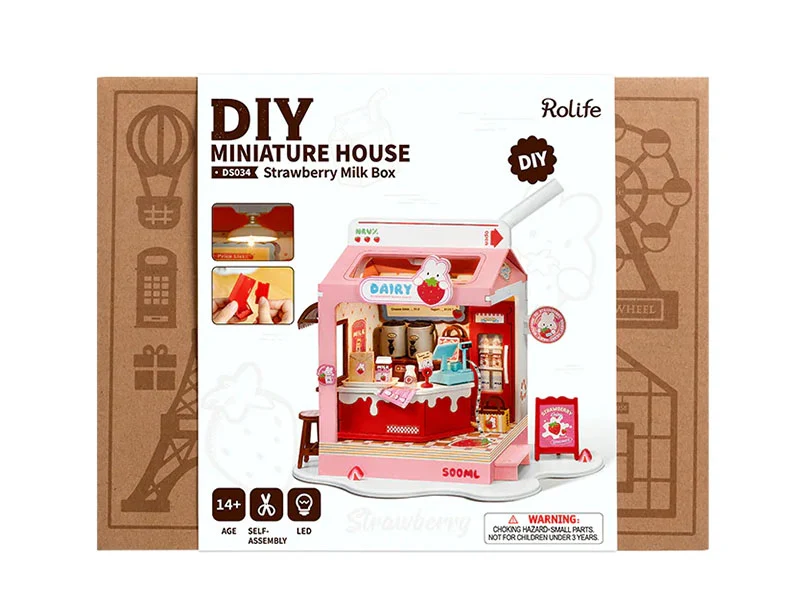 Pièce miniature Milk Box à la fraise DIY - Rolife