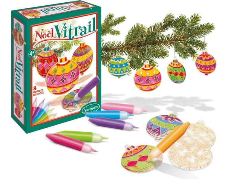 Kit de création Vitrail Noël 8 boules - Sentosphère