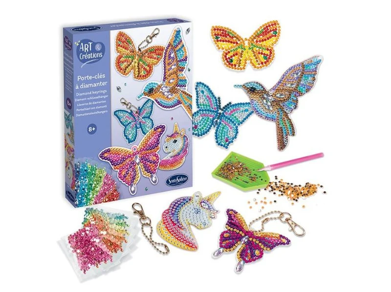 Kit Art création porte-clé à Diamanter - Papillons