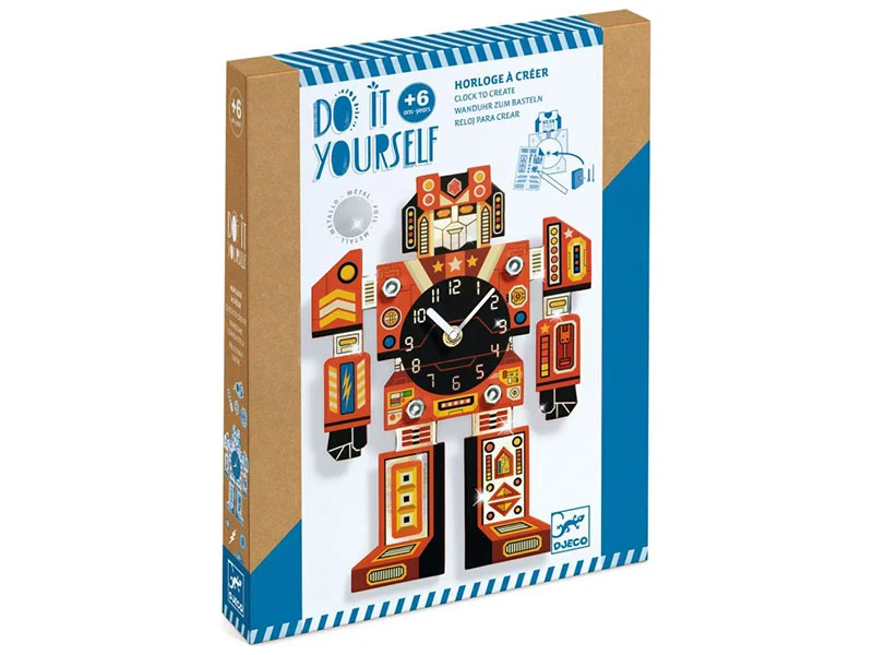 Coffret DIY Horloge Robot à créer - 6 ans - Djeco