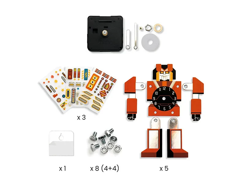 Coffret DIY Horloge Robot à créer - 6 ans - Djeco