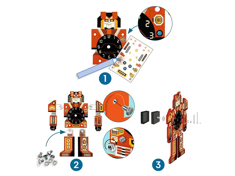 Coffret DIY Horloge Robot à créer - 6 ans - Djeco