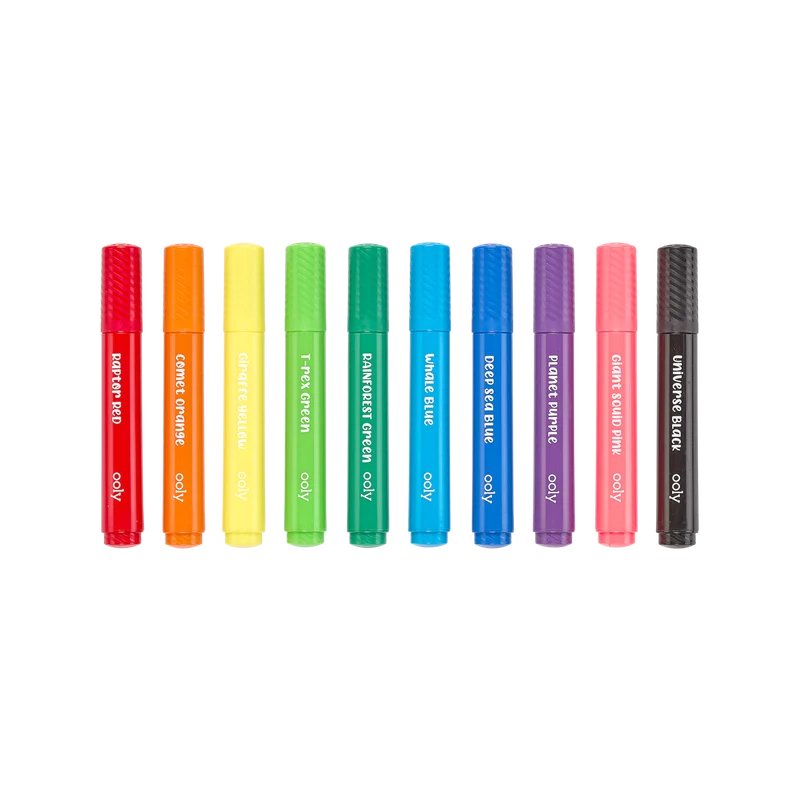 OOLY Big Bright Brush Markers Washable 10 Colors Set