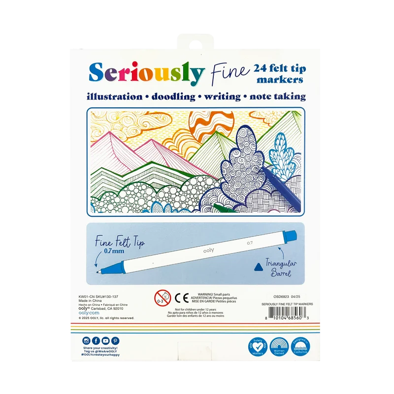 OOLY Seriously Fine Tip Markers Set of 24