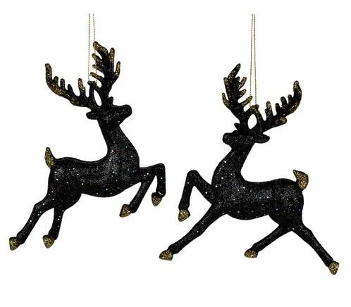 Deer Black & Gold Ornament (Assorted) / Ornement Cerf Noir et Or (Assorti)