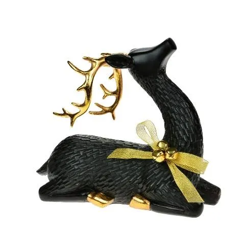 Deer Black & Gold with Bow Figurine / Cerf noir et or avec arc