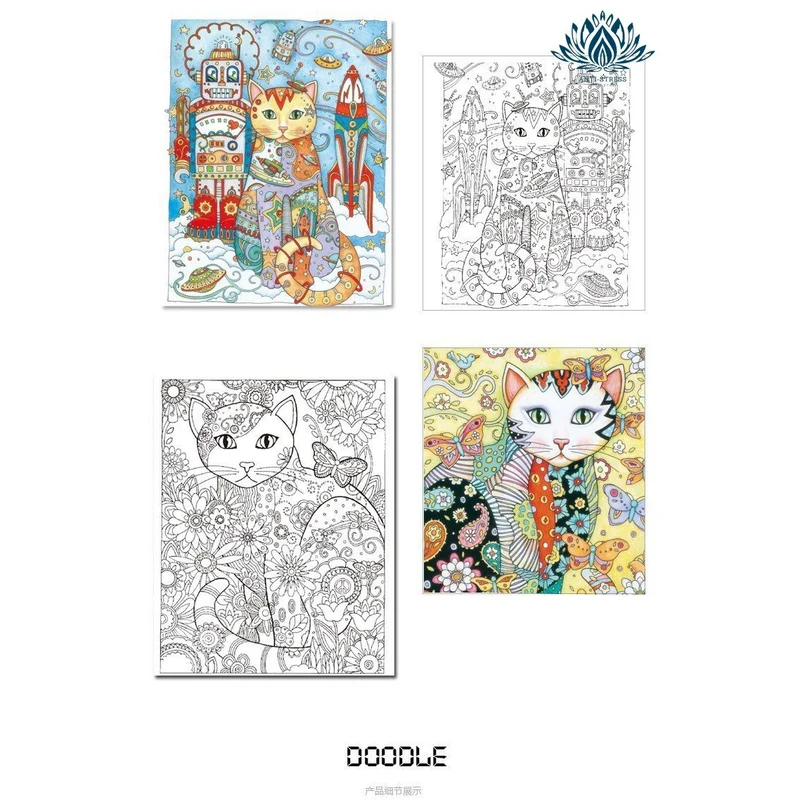 Coloriage chat anti stress enfant