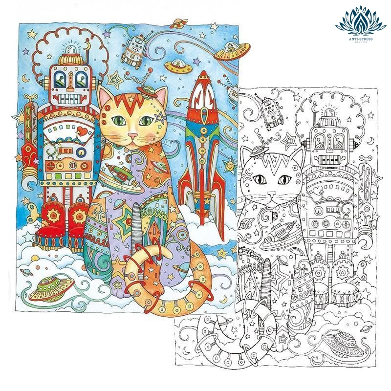 Coloriage chat anti stress enfant
