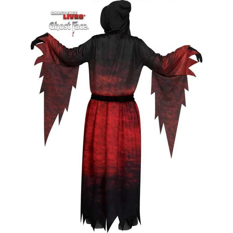 Scream Midnight Red Ghost Face Costume for Kids, Hooded Robe and Mask