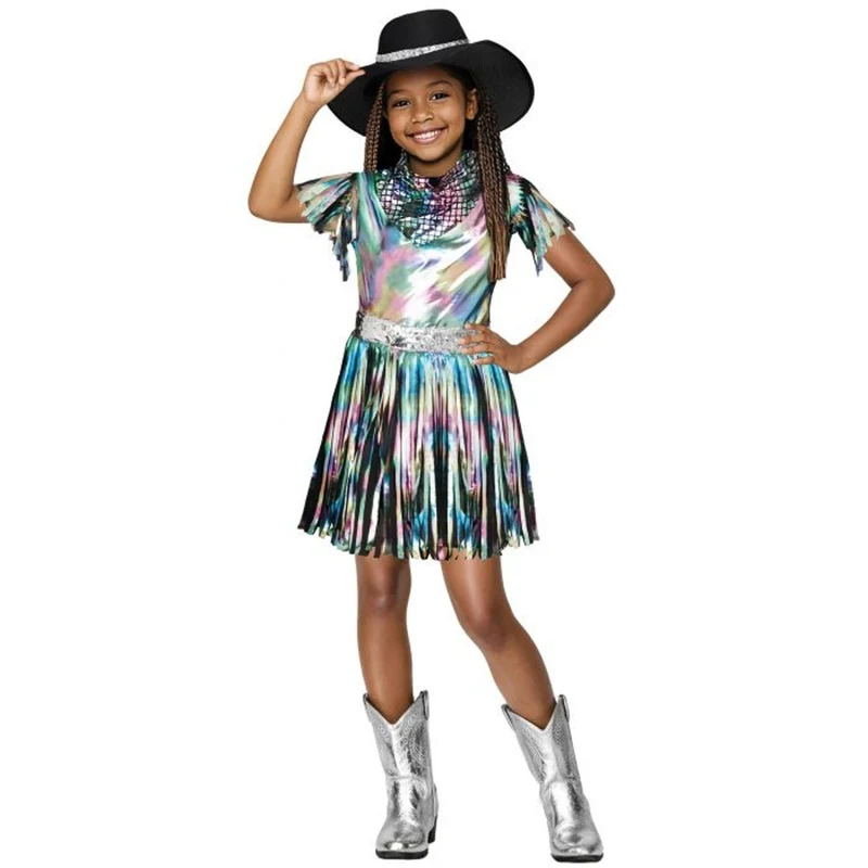 Disco Cowgirl Costume for Kids, Dress and Hat