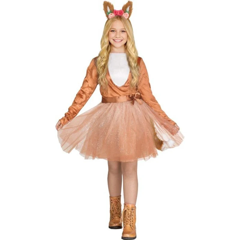 Sparkly Foxy Costume for Kids, Dress, Headband and Tail
