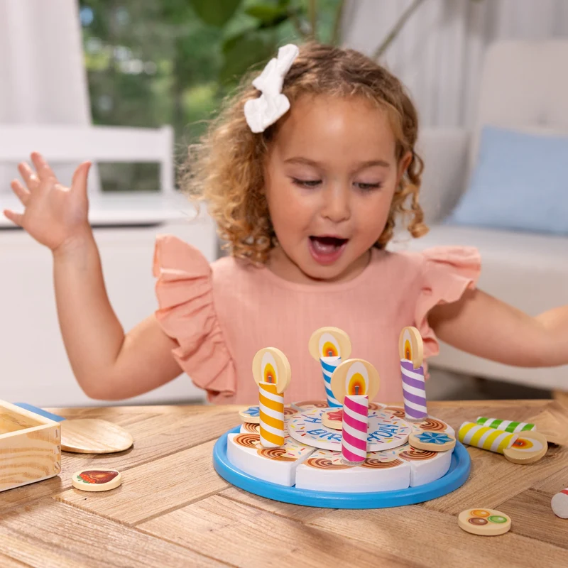 Melissa & Doug Wooden Birthday Cake Pretend Play Set