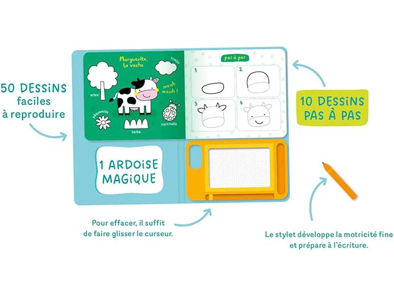 Mon ardoise magique Les animaux pour Dessiner pas à pas