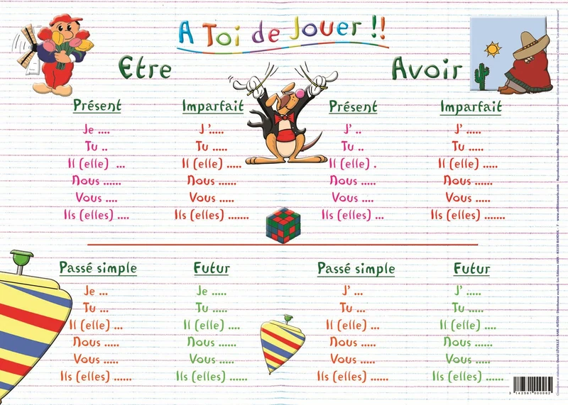 Placemat Conjugation (French) / Napperon Conjugaison