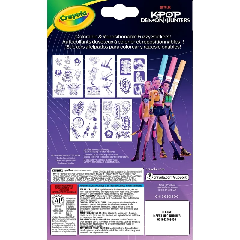 Kpop Demon Hunters Colourable Fuzzy Stickers , 1 Count