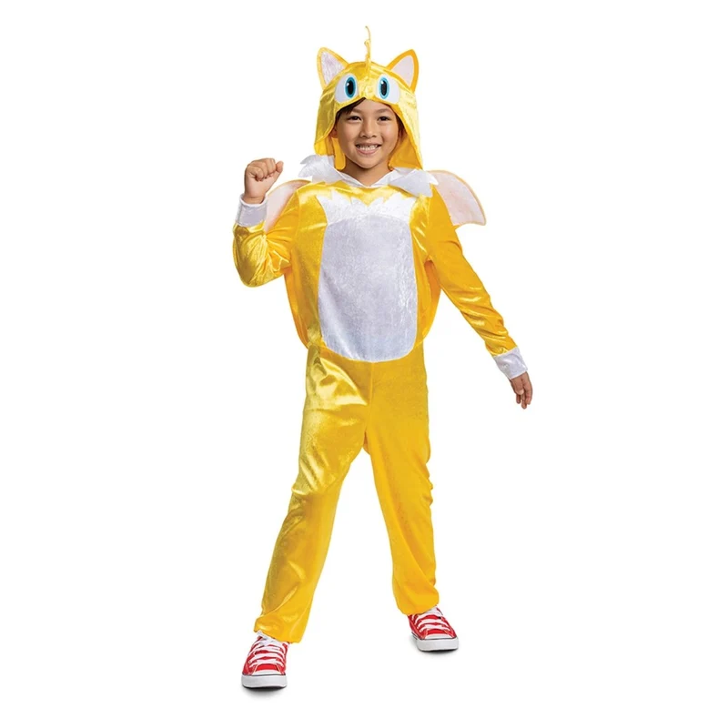 Sonic Tails Classic Costume for Kids, Hooded Jumpsuit