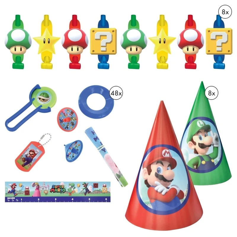 Super Mario Favour Party Supplies Kit, 8 Guests