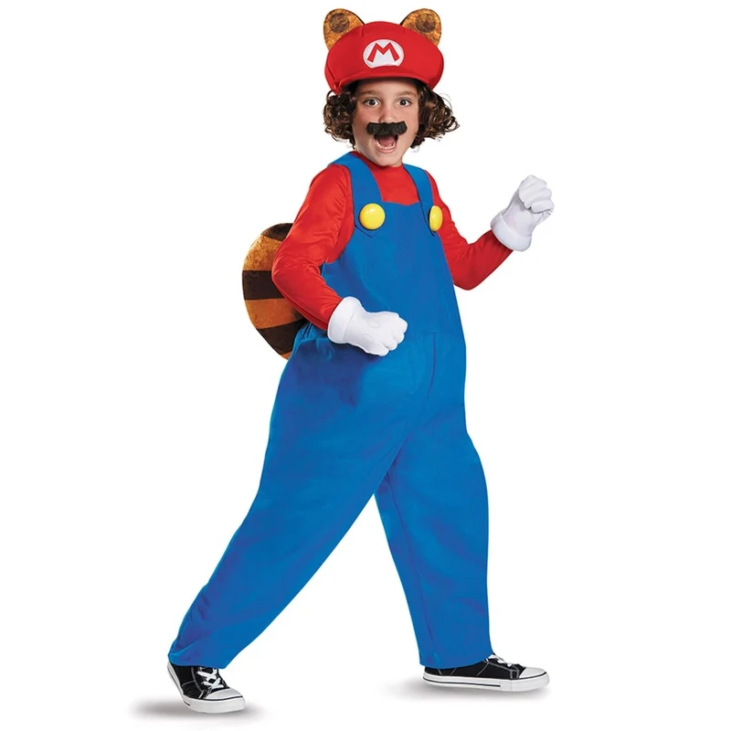 Super Mario Raccoon Deluxe Costume for Kids, Nintendo, Jumpsuit with Tail