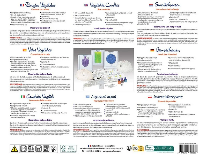 Coffret fabrique à bougies végétales - Sentosphère