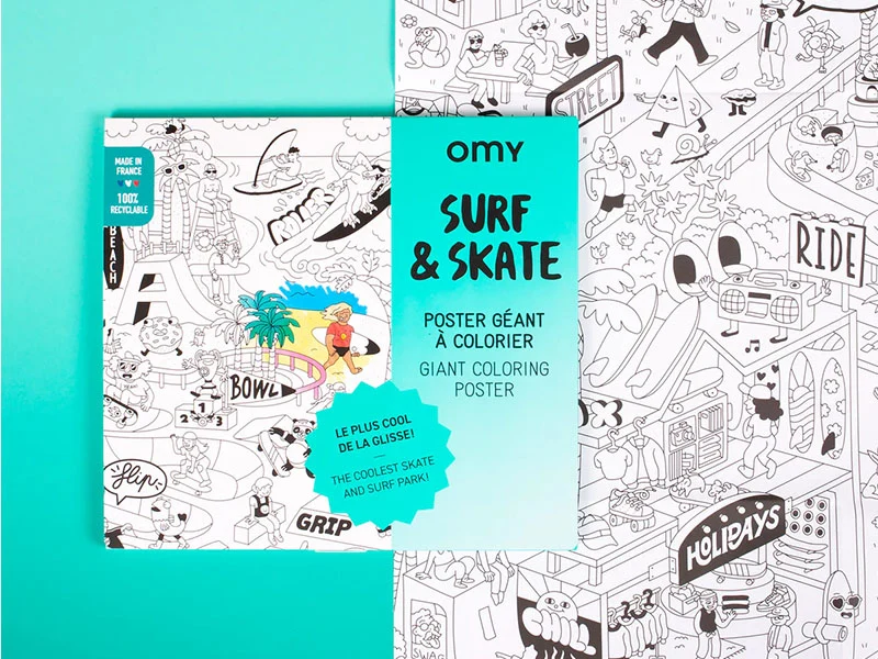 Poster géant à colorier - SURF & SKATE - OMY