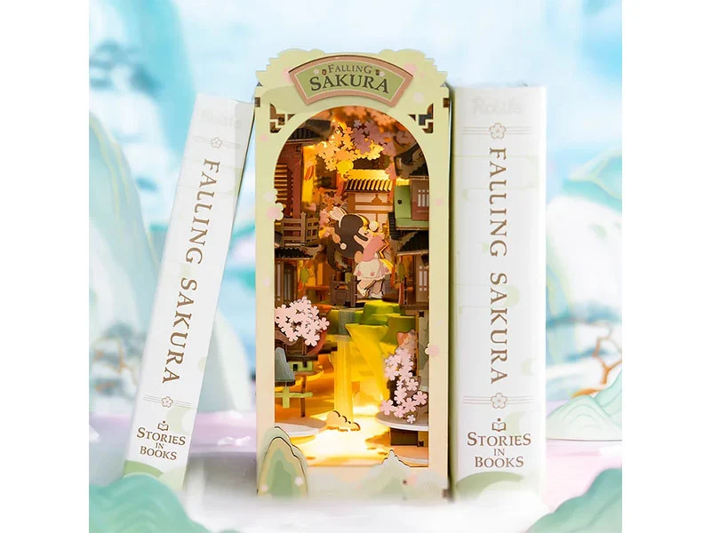 Book Nook - Pièce miniature - Fleurs de Sakura Falling