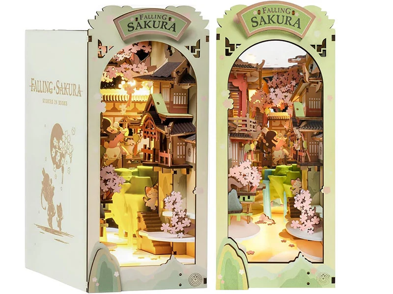 Book Nook - Pièce miniature - Fleurs de Sakura Falling