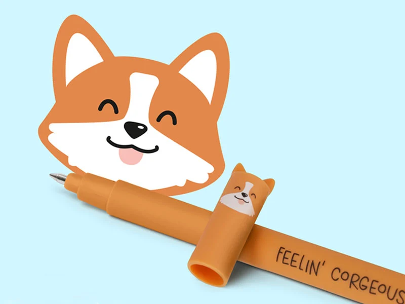 Stylo à encre gel noire effaçable - Corgi
