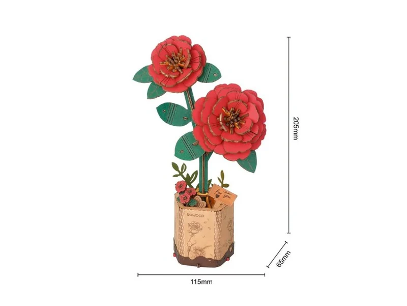Maquette fleur miniature - Camélia rouge (Red Camellia) - Rowood